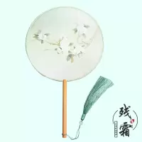 古风圆扇子中国风古典女汉服芒种舞蹈扇半透明长柄团扇异形宫扇子 三维工匠 2号扇面21CM柄长15CM