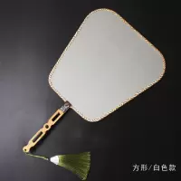 精品空白熟绢扇矾绢团扇工笔手绘画圆扇DIY宫扇古典中国风扇 三维工匠 八瓣海棠(米色)