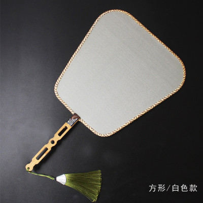 精品空白熟绢扇矾绢团扇工笔手绘画圆扇DIY宫扇古典中国风扇 三维工匠 八瓣海棠(米色)