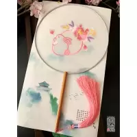 古风扇扇机绣花旗袍圆扇半透明刺绣古典女舞汉服仙鹤锦鲤团扇 三维工匠 月舞神殇