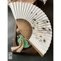 中国风8寸28方串扇双面男女士纸扇手绘古风手工折扇子折叠工艺扇 三维工匠 双面空白