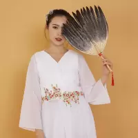 羽毛扇子诸葛亮孔雀扇舞蹈儿童蒲扇夏季宝宝扇大号孔明扇鹅毛扇子 三维工匠 灰鹭
