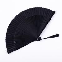 纯黑色扇子黑骨折扇jk蕾丝古典中国古风女中式汉服蹦迪舞蹈排扇 三维工匠 全黑色-无镂空