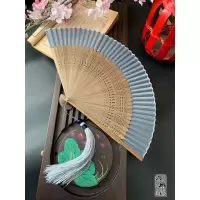 复古风纯色日式扇子和风折扇7寸空白竹扇礼品扇汉服便携男女 三维工匠 白色配大流苏白