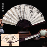 清风古风扇子折扇中国风男绢扇折叠扇企业定制古代随身日用扇便携 三维工匠 09清风翠竹