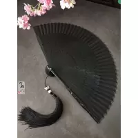中国风复古风日式和风折扇子刻麦穗纯色红色女士舞蹈扇便携小夏 三维工匠 红麦穗