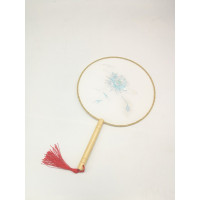 知希堂原创设计短柄团扇单面刺绣古风汉服摄影道具 三维工匠 金鱼白底刺绣团扇预售4.30发货扇子