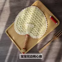 老式蒲扇夏季手摇儿童芭蕉扇手工编织圆扇子中国风古典 三维工匠 宝宝花边圆形扇成人手掌大小