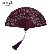 手工扇子女古风折扇女式中国风礼品舞蹈扇日式和风小扇迷你旗袍扇 三维工匠 白色繁花(加长款)19厘米