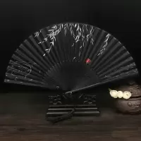 古风扇子折叠扇女日式中国风古典汉服舞蹈扇夏季便携流苏随身定制 三维工匠 深蓝色晚樱