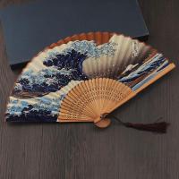 日式折扇日本扇子和风折扇布面江户日式男女摆件礼品 三维工匠 巨浪6寸