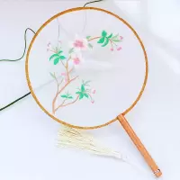 素物古风团扇欧式刺绣diy手工材料包初学者古典中国风苏绣初学者 三维工匠 彼岸花(彩图教程+针线)扇子