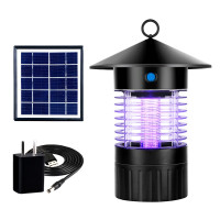户外太阳能灭蚊灯防水庭院花园养殖场充电式电击家用 三维工匠 黑色