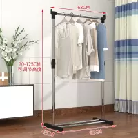 晾衣架落地室内晒衣架卧室晾衣杆单杆挂衣架简易晒架凉晾衣服架子 三维工匠 加粗加厚双杆不锈钢(豪华款)黑色-有轮 大