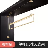 手摇升降晾衣架家用双杆式晾衣杆三杆室内阳台自动凉晒衣机 三维工匠 香槟金三杆2.7米 大