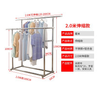 三维工匠双杆式高低落地折叠伸缩晾衣杆晒被子卧室内阳台简易凉挂衣晾衣架 三维 双杆不锈钢铝合金配件(1.5米可伸缩到2.4