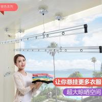 阳台升降晾衣架手摇双杆式晒衣架加筋加厚室内晾衣杆自动凉衣服架 三维工匠 加筋2米银色双杆无衣架