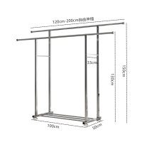 不锈钢晾衣架落地折叠室内家用双杆凉衣架晒架室外移动晾衣杆衣挂 三维工匠 [平齐双杆]长1.2-2米可伸缩/高1.3米 大