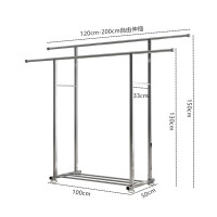 不锈钢晾衣架落地折叠室内家用双杆凉衣架晒架室外移动晾衣杆衣挂 三维工匠 [平齐双杆]长1.2-2米可伸缩/高1.5米 大