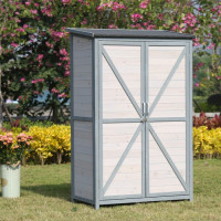 户外储物柜实木收纳花园庭院柜雨鞋铲子工具柜防雨防晒收纳箱 三维工匠