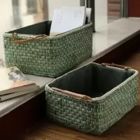收纳筐藤编储物盒子零食收纳盒茶几桌面北欧客厅玩具创意杂物筐子 三维工匠