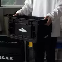 笑脸折叠储物箱黑灰塑料加厚移动柜书玩具咖啡馆车载 三维工匠