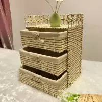 编小型收纳柜抽屉式储物柜收纳盒抽拉式杂物柜床头柜首饰柜 三维工匠收纳箱