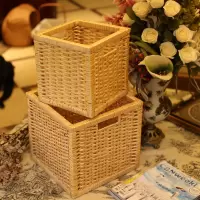 编无盖收纳箱收纳筐储物箱零食内衣收纳盒藤编整理篮子 三维工匠