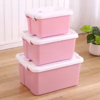 特大号小号收纳箱塑料胶箱三件套小箱子零食储物盒整理箱有盖 三维工匠