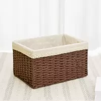 编收纳筐编桌面化妆品零食收纳箱玩具杂物收纳篮布艺储物篮 三维工匠