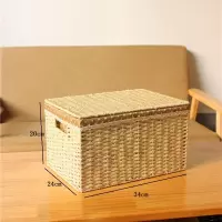 衣物编织收纳筐带盖仿藤编篮杂物收纳盒衣服储物箱编收纳箱大号 三维工匠