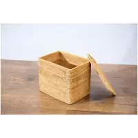 北欧手编无印藤编编日式玩具杂物桌面简约收纳储物盒框实木箱子 三维工匠