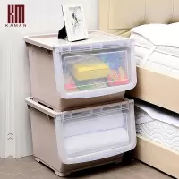 大号塑料收纳箱可叠加衣服玩具零食品有盖整理箱厨房储物箱置物架 三维工匠