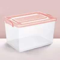 透明收纳箱塑料有盖特大号家用储物箱宿舍学生衣服书本零食整理箱 三维工匠 黑色 [L号]46*34*26.5cm