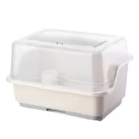 碗碟收纳架厨房置物架家用塑料免打孔带盖装碗筷收纳盒子沥水碗柜收纳层架 三维工匠