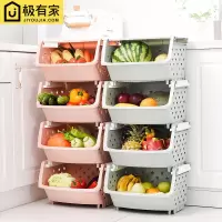 厨房置物架落地多层蔬菜收纳筐玩具用品储物柜子客厅零食整理收纳层架 三维工匠
