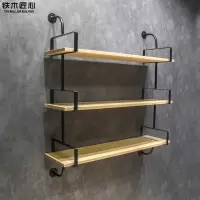 铁艺壁挂墙上置物架厨房客厅书架花架多层一字隔板墙壁收纳架实木收纳层架 三维工匠