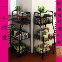 厨房蔬菜微波炉置物架客厅杂物收纳储物架落地带轮可移动4层家用收纳层架 三维工匠