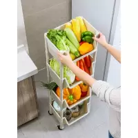 厨房置物架落地式带轮多层蔬菜架菜篮子家用玩具收纳架浴室储物筐收纳层架 三维工匠