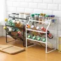 家用厨房置物架铁艺调料架子酱油瓶落地多层台面厨具调味品收纳架收纳层架 三维工匠