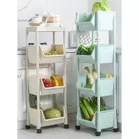 多层厨房置物架可移动落地式蔬菜架菜篮子玩具收纳架储物筐小推车收纳层架 三维工匠