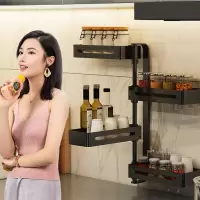 厨房置物架转角旋转调味品调料架免打孔壁挂旋转式多功能收纳架子收纳层架 三维工匠