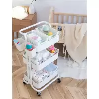 婴儿用品置物架落地多层可移动厨房储物小架子宝宝卧室收纳手推车收纳层架 三维工匠