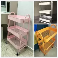 小推车置物架厨房移动带轮卧室床头储物落地简约手推收纳架子收纳层架 三维工匠
