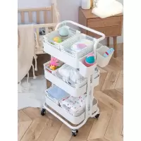 婴儿用品置物架小推车厨房多层带轮移动储物架子儿月子收纳架收纳层架 三维工匠