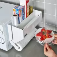 厨房纸巾架挂架卷纸架免打孔冰箱置物架保鲜膜收纳架厨房用纸架收纳层架 三维工匠