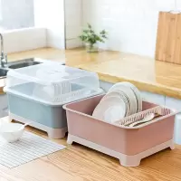 厨房碗筷收纳盒带盖沥水碗碟架特大号装放盘子餐具置物箱碗柜塑料收纳层架 三维工匠