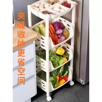 厨房放菜架子家用蔬菜置物架带轮多层零食收纳筐篮子小推车有轮子收纳层架 三维工匠