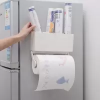 日本磁性冰箱收纳架厨房侧挂架保鲜袋膜置物架卷纸储物架子收纳层架 三维工匠
