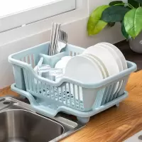 放碗筷收纳盒碗碟沥水架置物架滤水碗篮厨房碗架 碗柜简易 出租房收纳层架 三维工匠